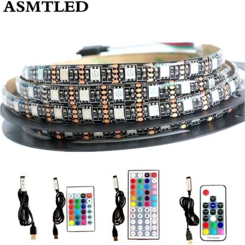 1Set USB Powered 5V RGB LED Strip Black light 60leds/m 5050 SMD LED Tape For PC TV Background Lighting With Remote Controller