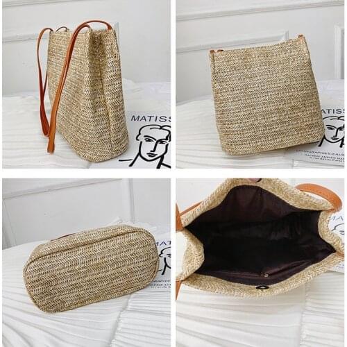 Vintage Women Handbag Casual Girls Rattan Straw Bag Woven Handbag Crossbody Beach Summer Bags