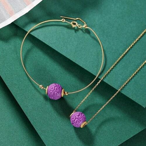 Womens purple mica retro personality womens bracelets famous ethnic temperament beads relief Tanabata Festival gift