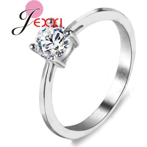 BIG Promotion 925 Sterling Silver Shining Clear Cubic Zirconia Finger Rings For Women Bridal Wedding Crystal Jewelry Gift