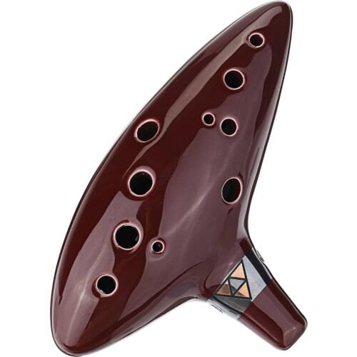 12 Holes Alto C Zelda Ocarina Ceramic Vessel Flute Wind Musical Instrument with Musicbook Lanyard Display Stand Musical Gift