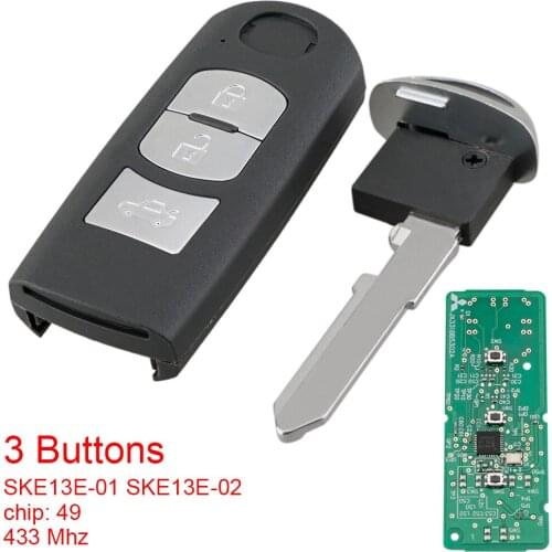 3 Buttons 433MHz Keyless Smart Remote Car Key Fob with ID49 Chip SKE13E-01 SKE13E-02 for MAZDA CX-3 Axela-CX-5 Atenza-Model