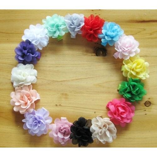 50pcs girls DIY hair accessories bows flowers Alligator clip Headwear Mini 2" Chiffon Fabric Flowers with clip HD3232