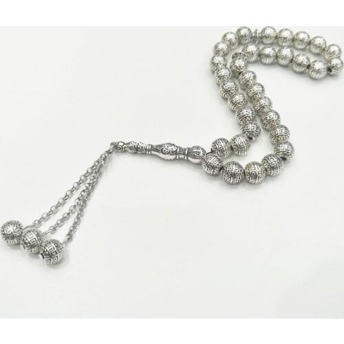 9mm silver plated beads with 33 muslim Prayer Beads Islamic Muslim Tasbih tesbih subaha Allah Mohammed for women men