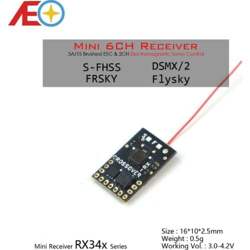 AEORC RX34X series Mini Micro RX 6CH Receiver Integrated 1S 5A brushed ESC and Electromagnetic servo control function