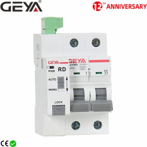 GEYA Din Rail GYM9 2P MCB with Autoreclose Device Automatic Reset Circuit Breaker Smart Home 63A MCB Auto Recloser