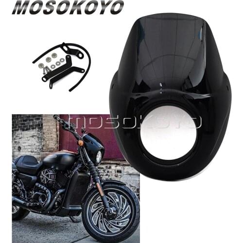 Black Motorcycle Headlight Fairing Windscreen w/ Mount Kit for Harley Street 750 500 Street Rod XG750A XG750 XG500 2015-2020
