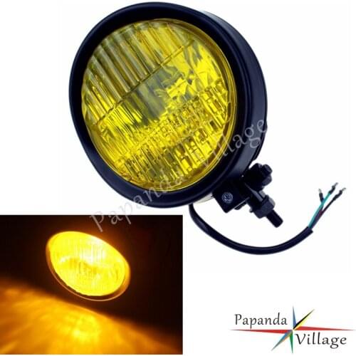 Black Streetflighter Motorcycle 5-3/4" Front Headlight Custom Headlamp for Harley Bobber Chopper Cruiser Road King Softail