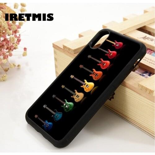 Iretmis 5 5S SE 6 6S TPU Silicone phone case cover for iPhone 7 8 plus X Xs 11 Pro Max XR Colourful Electric Guitar Instrument