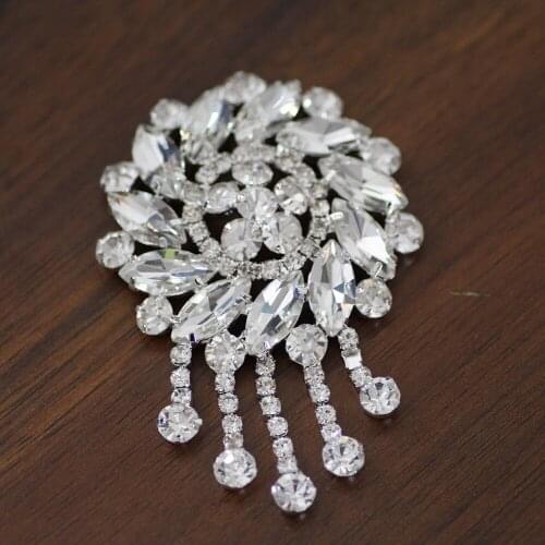 Flower shape Rhinestone Applique Crystal AB sew on rhinestone with tassel Very Shine Wedding dance dress decoration accessories