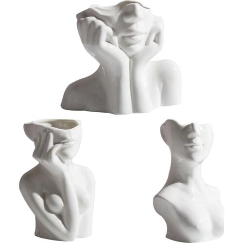 Nordic Female Body Model Ceramic Flower Vase Art Deco Vases Cabin Decor Shelf Showpiece Living Room Creative Flower presents