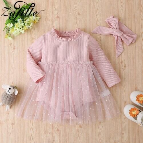 ZAFILLE Sweet 2021 Baby Romper Dress Princess Cotton Clothes For Newborns Baby Costume Pink Baby Girl Bodysuit For Newborn