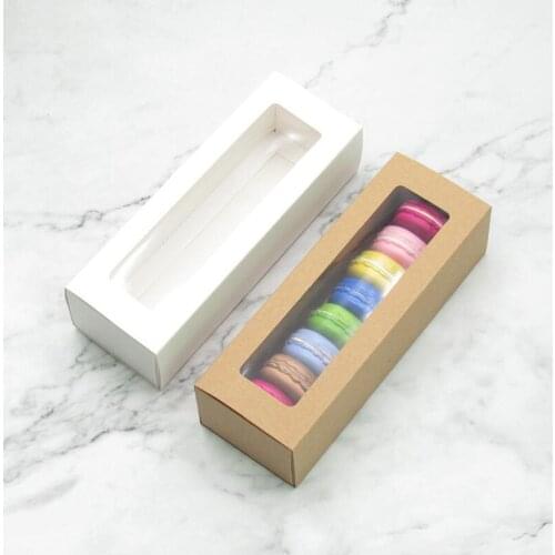 Kraft Paper/Cardboard Bakery Food Pastry Packing Box Macaron Packing Boxes with Clear PVC Window LX8767