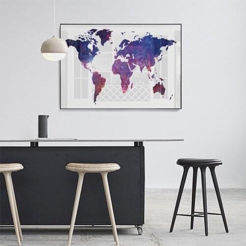 Colorful World Map Canvas Print Abstract Poster Nordic Modern Wall Art Picture Decorative Painting for Kids Room Office Decor