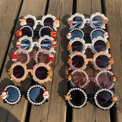 ZAOLIHU Creative Cartoon Kids Sunglasses Round Diamond Christmas Eyewear Baby Party Eyeglass UV40 Summer Shades Flower Sun Glass