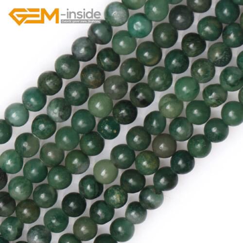 4mm Round Natural Green Western African Jades Stone Beads for Jewelry Making DIY Bracelet or Necklace Strand 15" GEM-inside