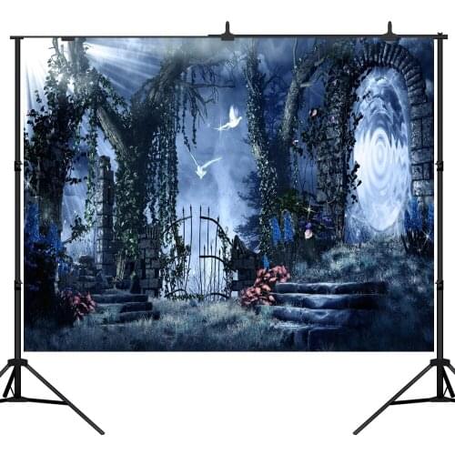 Lyavshi Night Halloween Backdrops Horror Forest Photography Iron Fence Background Children