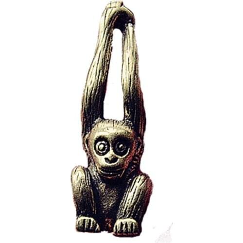 Fashion Casting Metal Gibbon Retro Ornaments Gifts 3D Figurine Mini Animal Collect Home Office Room Desktop Decoration Sculpture