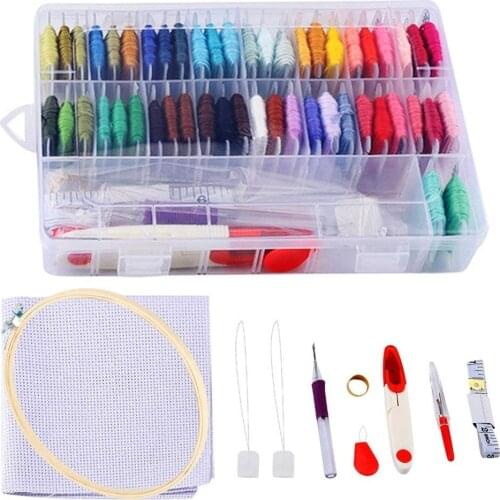 Cross Stitch Tool Kit Sewing Pins Aida Cloth Embroidery Hoops Full Range of Hand Embroidery Kit for Adults and Kids Beginners