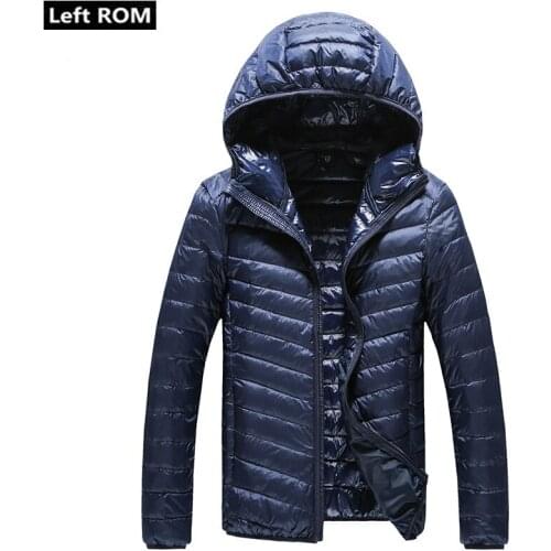 2020 New Fall Warm Thick Slim Casual Mens Hooded Down Jackets / High-grade Male White Duck Feather Down Jacket / Men Down Coat