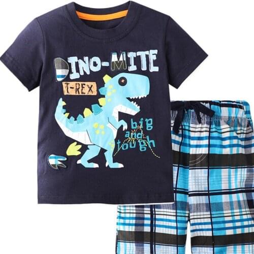 2021 Spring Summer New Childrens Two Piece Sets Cotton Boys' Short Sleeve T-shirt Suit Cartoon Casual Tunic Shirt Short Pants