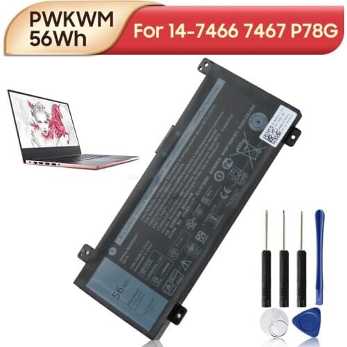 Original Replacement Laptop Battery PWKWM For DELL Inspiron14-7466 7467 7000 P78G 7467-D1545B/R D1745B/R 56wh With Tools