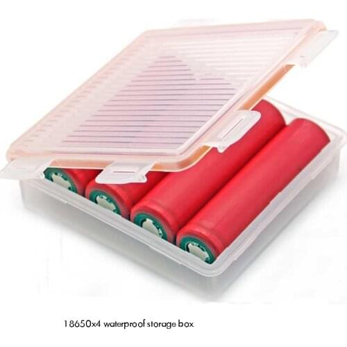 Plastic Clear Battery Organizer Storage Box, IP66 Waterproof Safe Carrying Case Holder, Holds 4x18650 or 8xCR123A Batteries