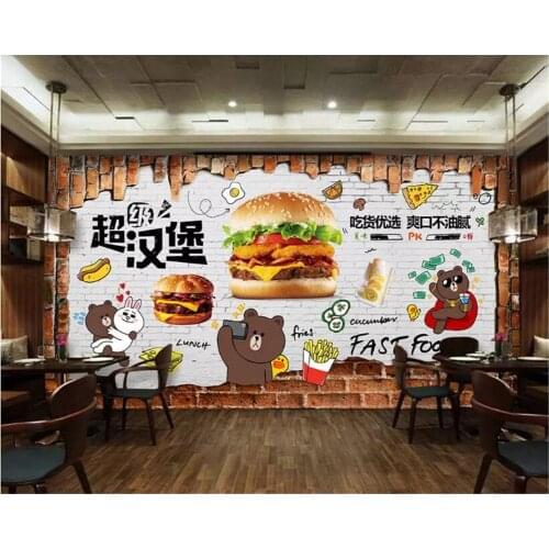 Beibehang wallpaper 3d Custom photo wallpaper delicious burger decorative mural fast food tooling wall papers home decor Mural