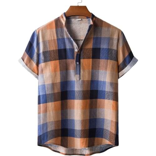 Mens Linen Cotton Short Sleeve Shirt Summer Floral Loose Baggy Casual Shirts Tops Holiday Beach Mens Hawaii Fashion Shirts