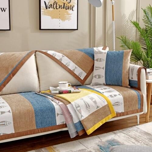Chenille sofa cushion four seasons universal fabric slip three-person cushion set cover back towel modern minimalist living room
