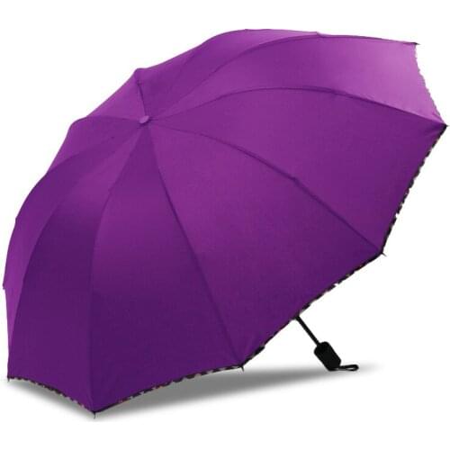Folding umbrella ten bone vinyl umbrella folding portable men and women business sunny and rain umbrella strong umbrella