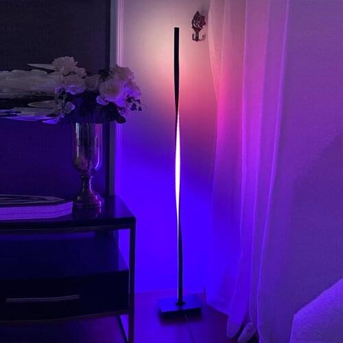 Modern LED Floor Lamp 48 Inches RGB Corner Floor Lamp Black Silver Standing Lamp for Bedroom Living Room Nordic Decoration Home