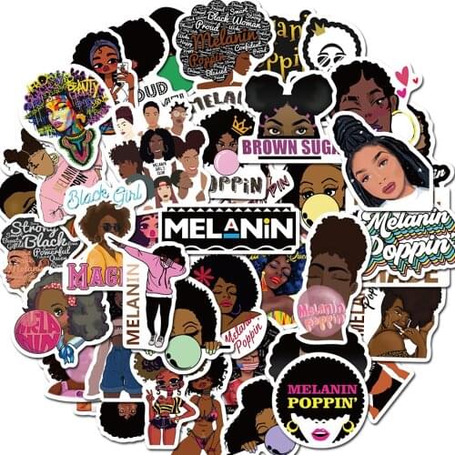 10/30/50PCS Black Girl Melanin Poppin Graffiti Stickers Skateboard Fridge Laptop Motorcycle Luggage Classic Toy Joke Sticker