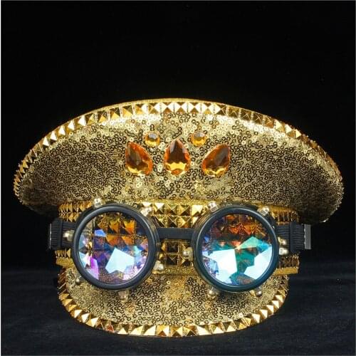 Steampunk 2019 Fashion Men Women Police Hat With Classes Performance Military Hat Captain Hat Adult Hat 3 Size