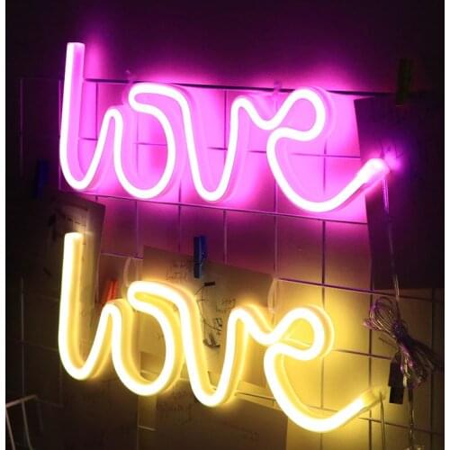 LED neon love-shaped night light sign light (battery box + USB) dual power night light for indoor Christmas and wedding