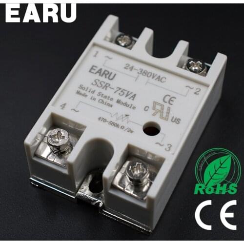 1pcs Solid State Relay Module SSR-75VA 75A 500K ohm TO 24-380V AC SSR 75VA Resistance Regulator