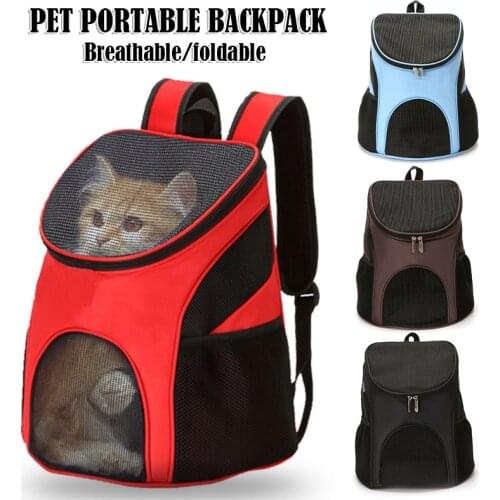 Breathable Outdoor Double Shoulder Dog Bag Backpack Pet Travel Dog Cat Carrier Mesh Windows Mesh Pet Carrier Comfort Portable