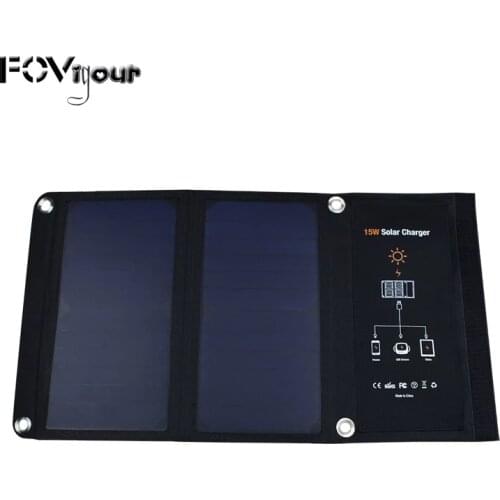 Xionel 15W 5V Dual USB Solar Phone Charger Portable Solar Panel Waterproof Shockproof Dustproof Foldable Solar Charging Bag