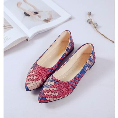 2021 Women Leather Flats Fashion High Quality Pointy Toe Shallow Slip on Shoes Designer Basic Mixed Colors Office Female Shoes
