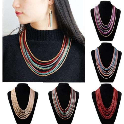 Women Necklace 2021 New Fashion Women Bohemian Multi-layer Beaded Vintage Long Necklaces & Pendants Jewelry Accessories