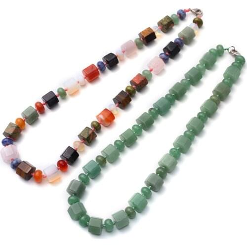 1PC Natural Crystal Stone Quartz Hexagonal Column Beads String Necklace Multicolor Multisection Bead String Energy Necklace Free