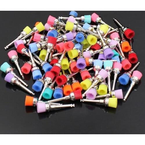 100pcs Dental Polishing Brush Polisher Nylon Rubber Cup Latch Colorful Nylon Bristles Mix Style Dental Brush Head Lab tool