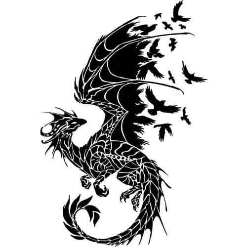 11.7cm*17.2cm Dragon Birds Creative Car Sticker Motorcycle Decal Black/Silver S3-5799