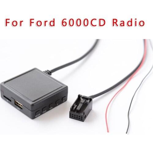 12Pin Car AUX IN Audio Bluetooth Adapter Receiver USB Cable Microphone For Ford 6000CD Radio Handsfree Adapter Receiver