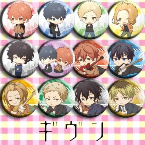 12pcs/1lot Anime Given Sato Mafuyu Uenoyama Ritsuka Nakayama Haruki Kaji Figure 4792 Badges Round Brooch Pin Gifts Kids Toy