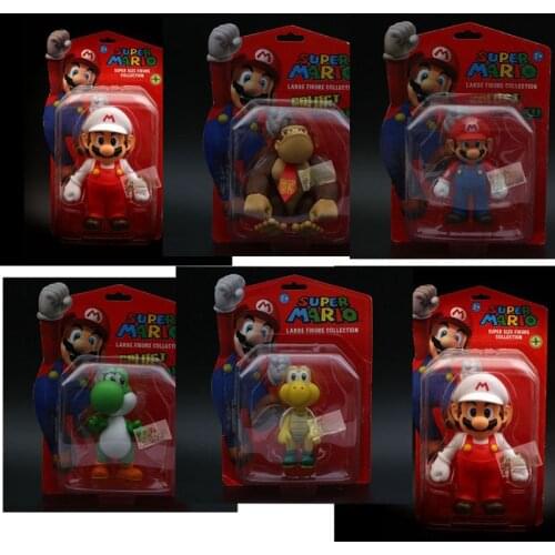 13Cm Mario Dolls PVC Action Figure Toys Cartoon Yoshi Peach Princess Luigi Bowser Koopa Mushroom Dolls Model Toys Kids Gifts