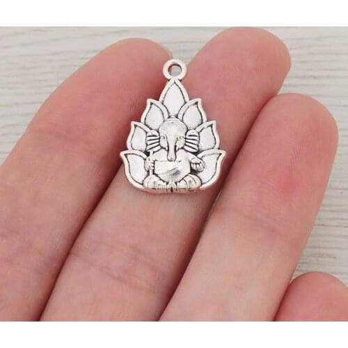 20 x Tibetan Silver Ganesha Elephant Hindu God Of Beginnings Charms Pendants Beads 25x19mm