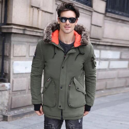 2019 Winter Mens down Jacket And Coat Top Quality Thicken Cotton Long Style Overcoat Parka Men Fur Collar Winter Jacket Men