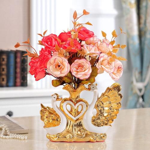 2020 Swan Vases Home Decoration Accessories Handicraft Wedding Living Room Wine Cabinet Desktop Creativity Flower Ceramic Vase