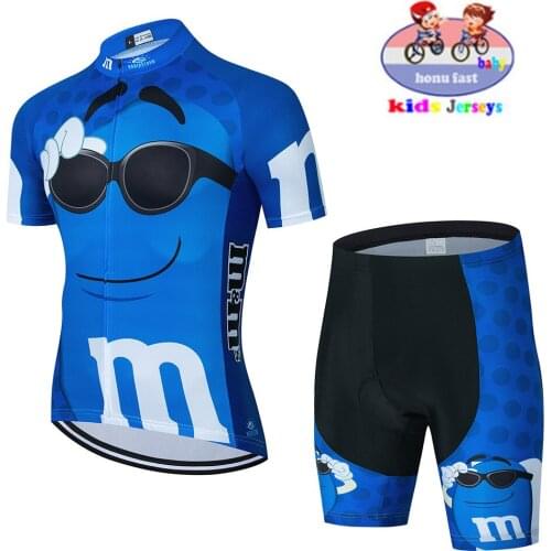 2021 Bule Kids Cycling Clothing Quick Dry Summer Short Sleeve Bike Clothes MTB Ropa Ciclismo Sports Suit Boys Bicycle Uniforme